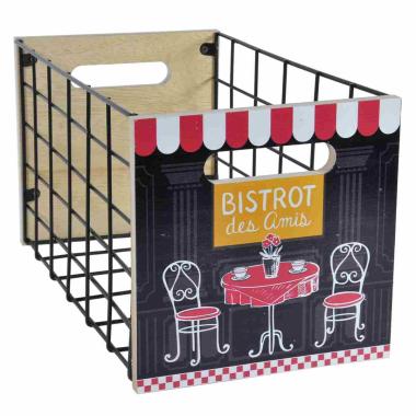 Cassetta legno metallo bistrot 26 x 17 x 17 cm