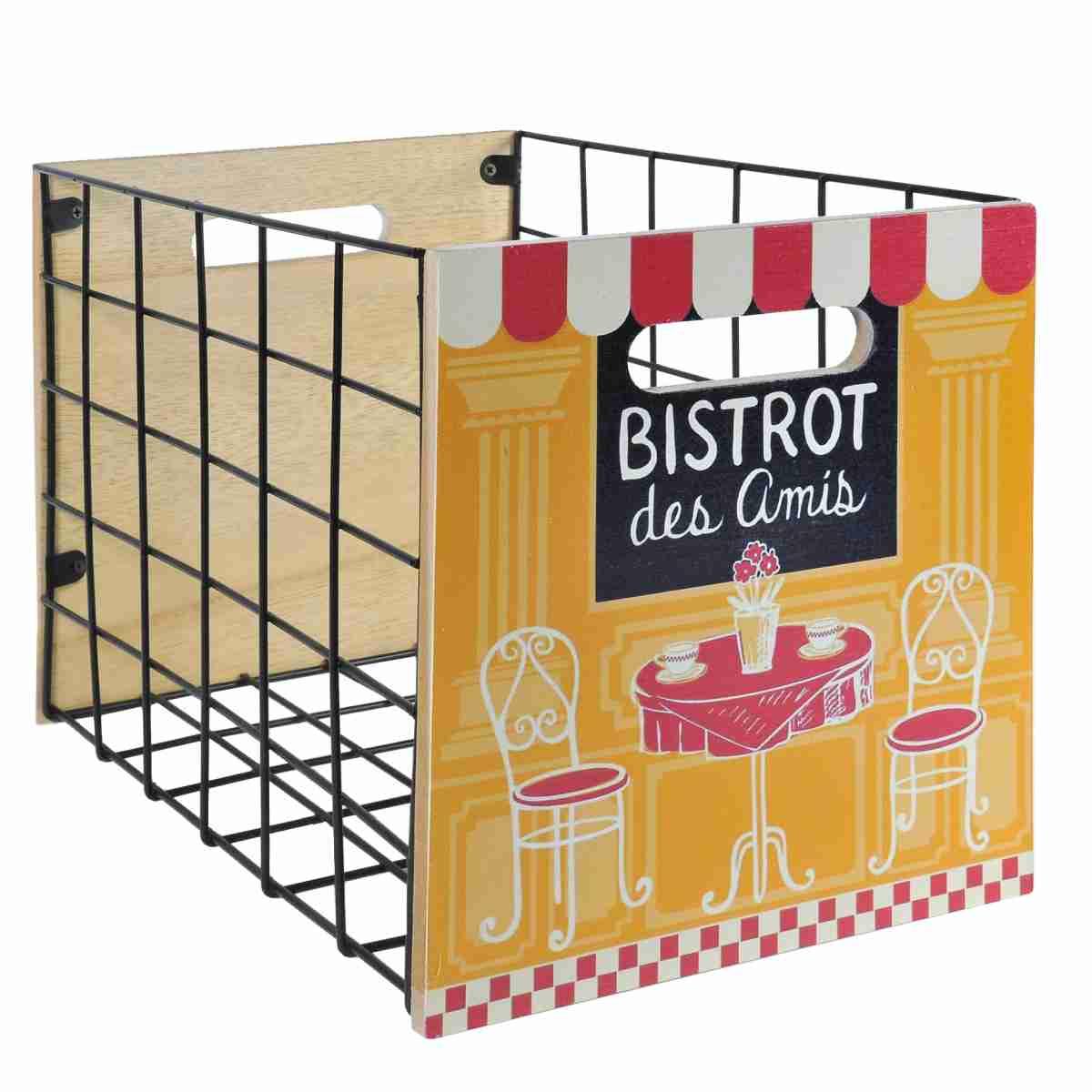 Cassetta legno metallo bistrot 20 x 29,5 x 31 cm