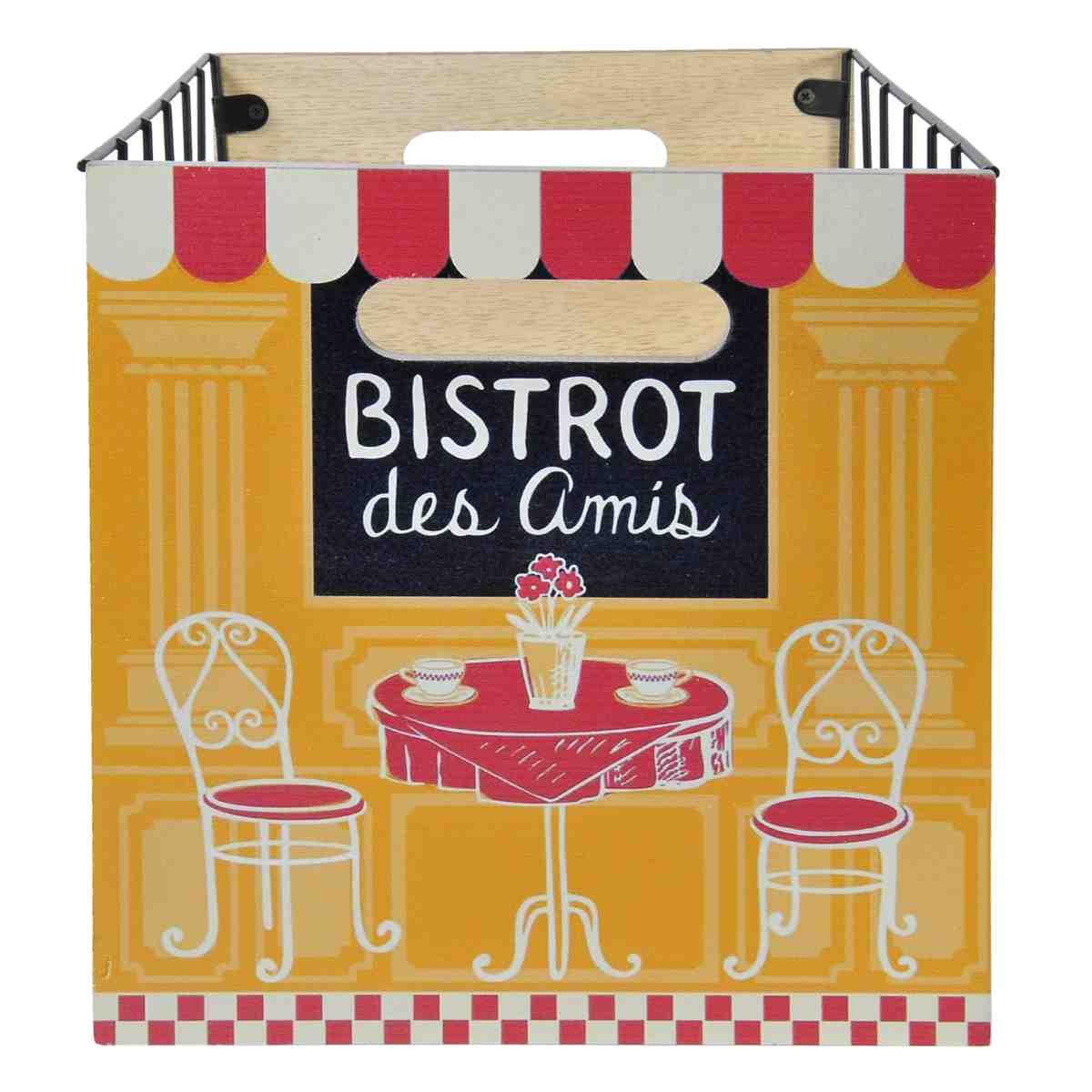 Cassetta legno metallo bistrot 20 x 29,5 x 31 cm
