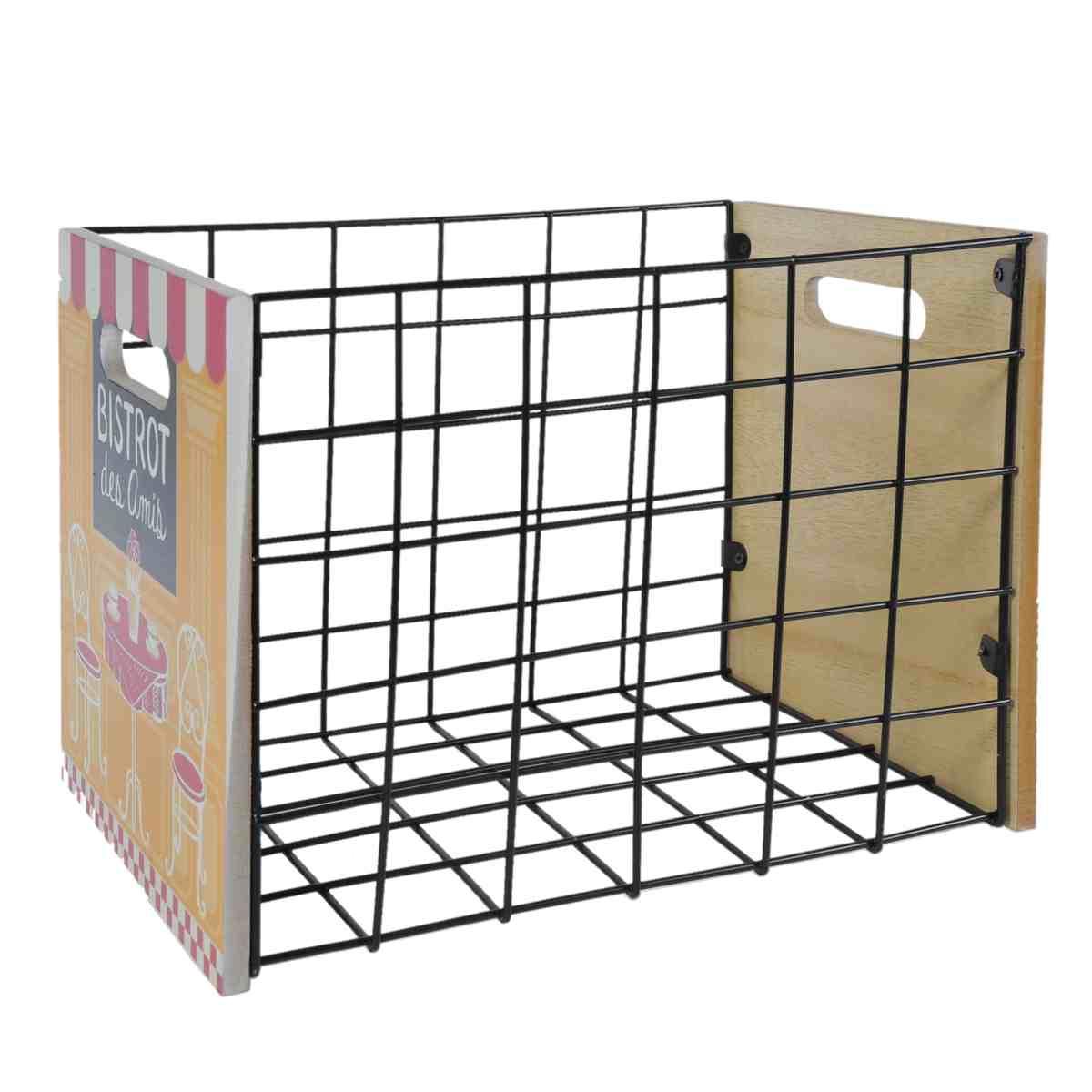 Cassetta legno metallo bistrot 20 x 29,5 x 31 cm