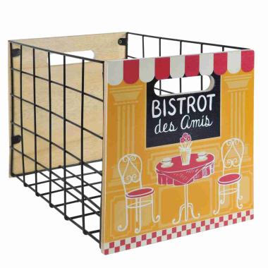 Cassetta legno metallo bistrot 20 x 29,5 x 31 cm