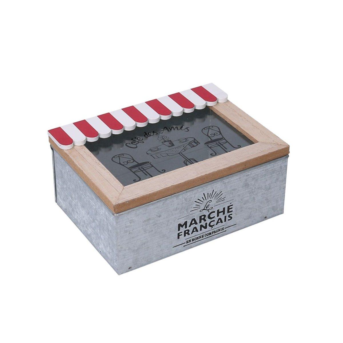 Scatola portaoggetti legno metallo bistrot