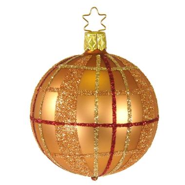 Pallina natalizia vetro collezione bronzo righe quadri Ø 6 cm