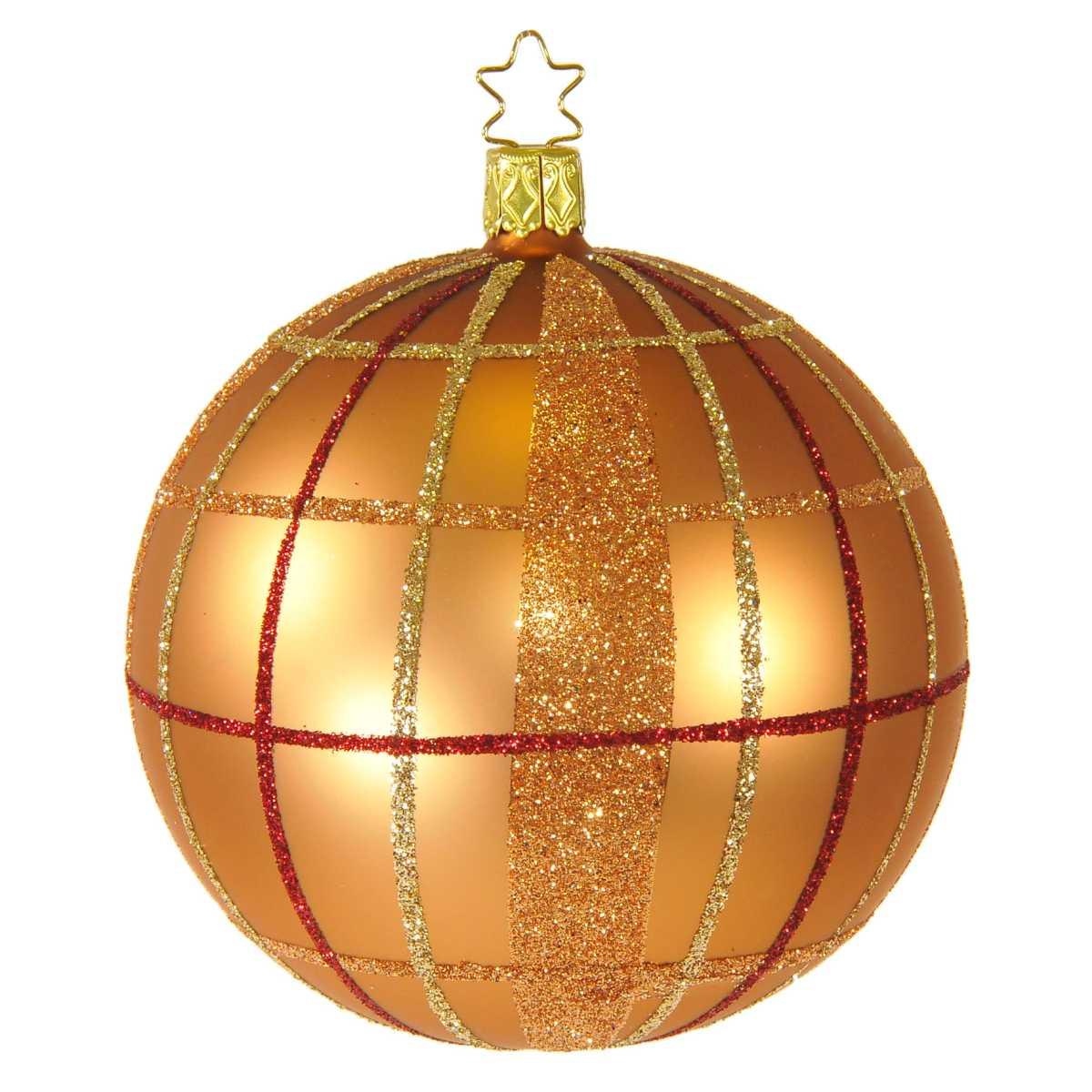 Pallina natalizia vetro collezione bronzo righe quadri Ø 10 cm