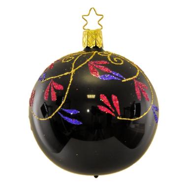 Pallina natalizia vetro collezione nera decori multicolor Ø 8 cm