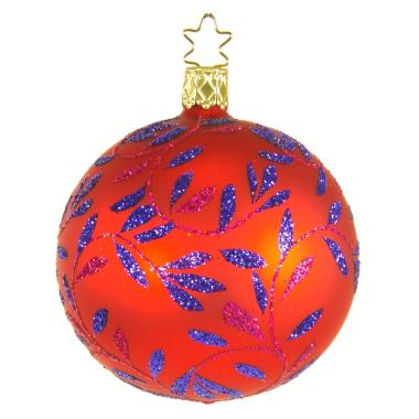 Pallina natalizia vetro collezione rosa decori blu Ø 8 cm