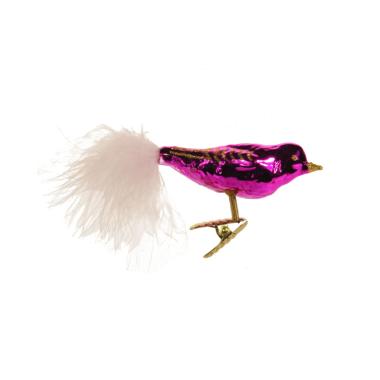 Pallina natalizia vetro collezione uccello fucsia 15 cm