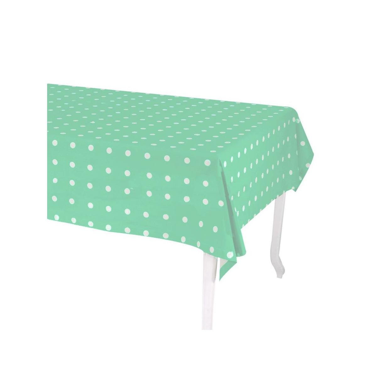 Tovaglia pop pois verde acqua rettangolare 140 x 240 cm