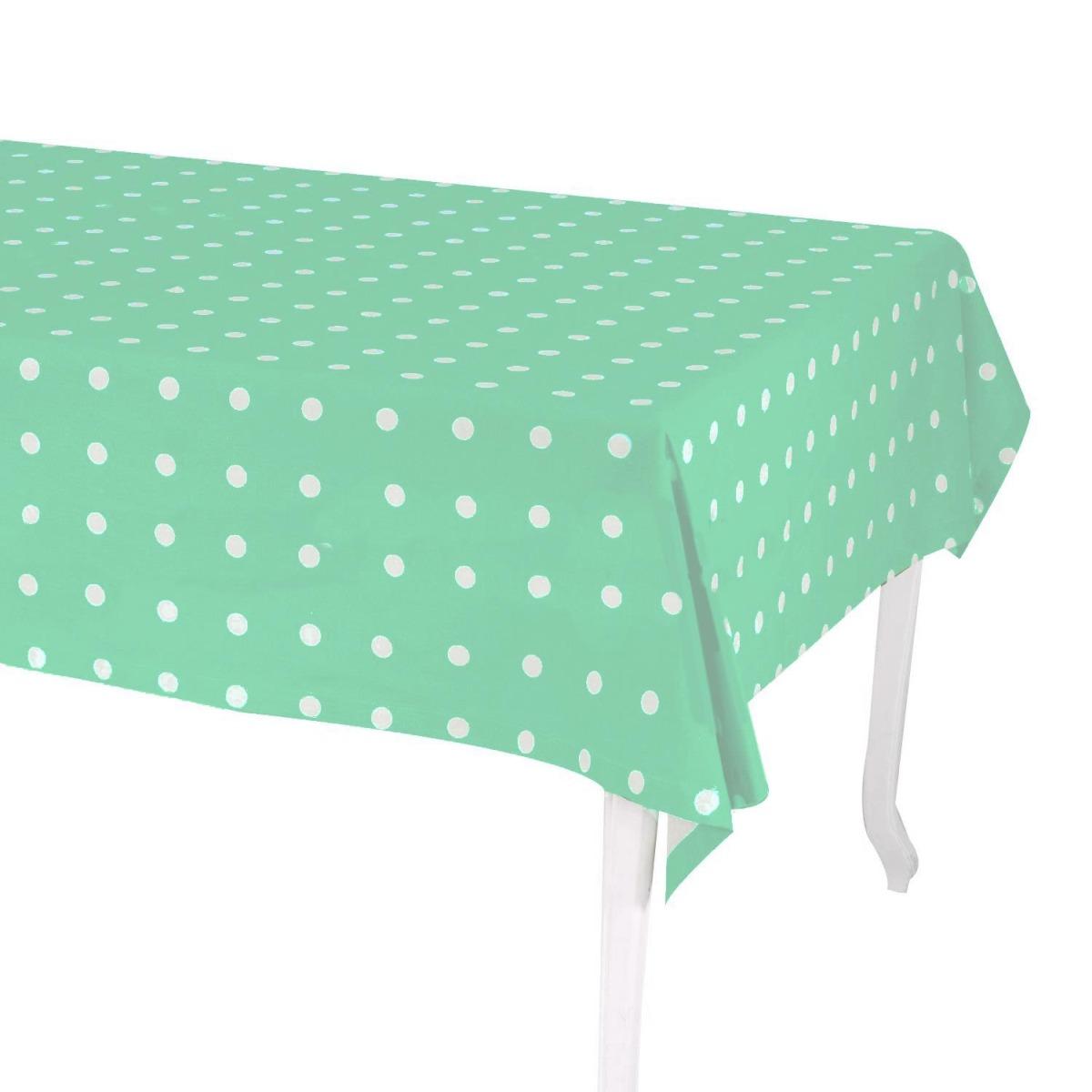 Tovaglia pop pois verde acqua rettangolare 140 x 240 cm