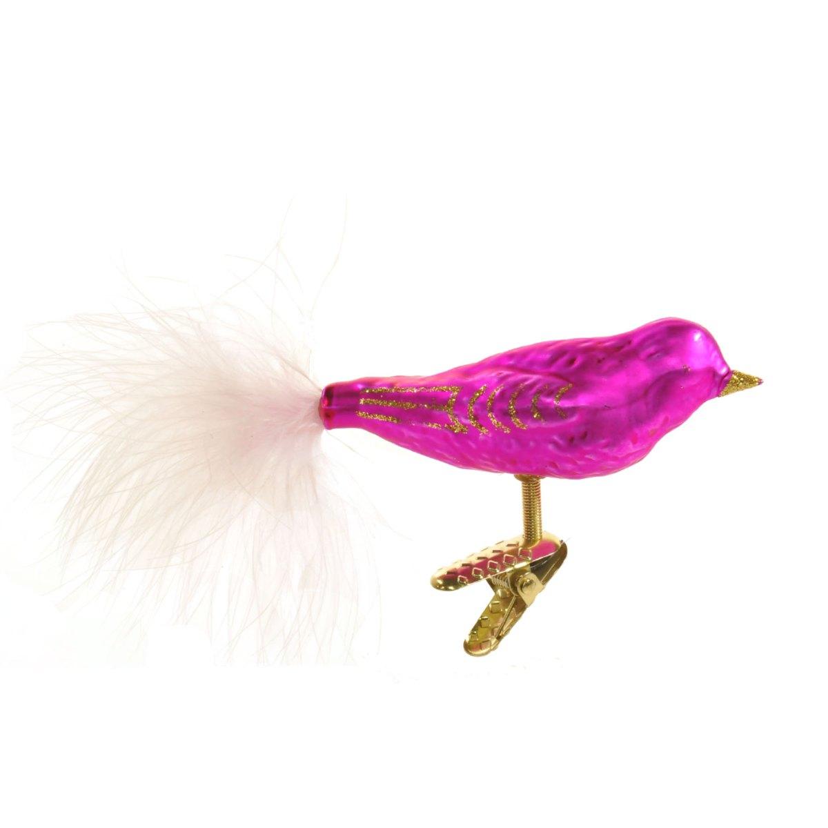 Pallina natalizia vetro collezione uccello fucsia 15 cm