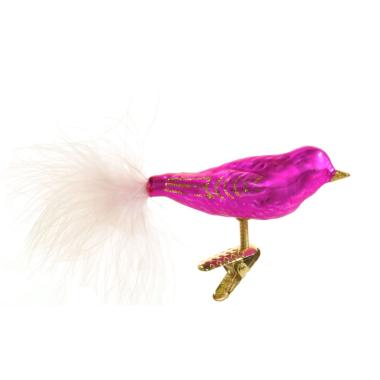 Pallina natalizia vetro collezione uccello fucsia 15 cm