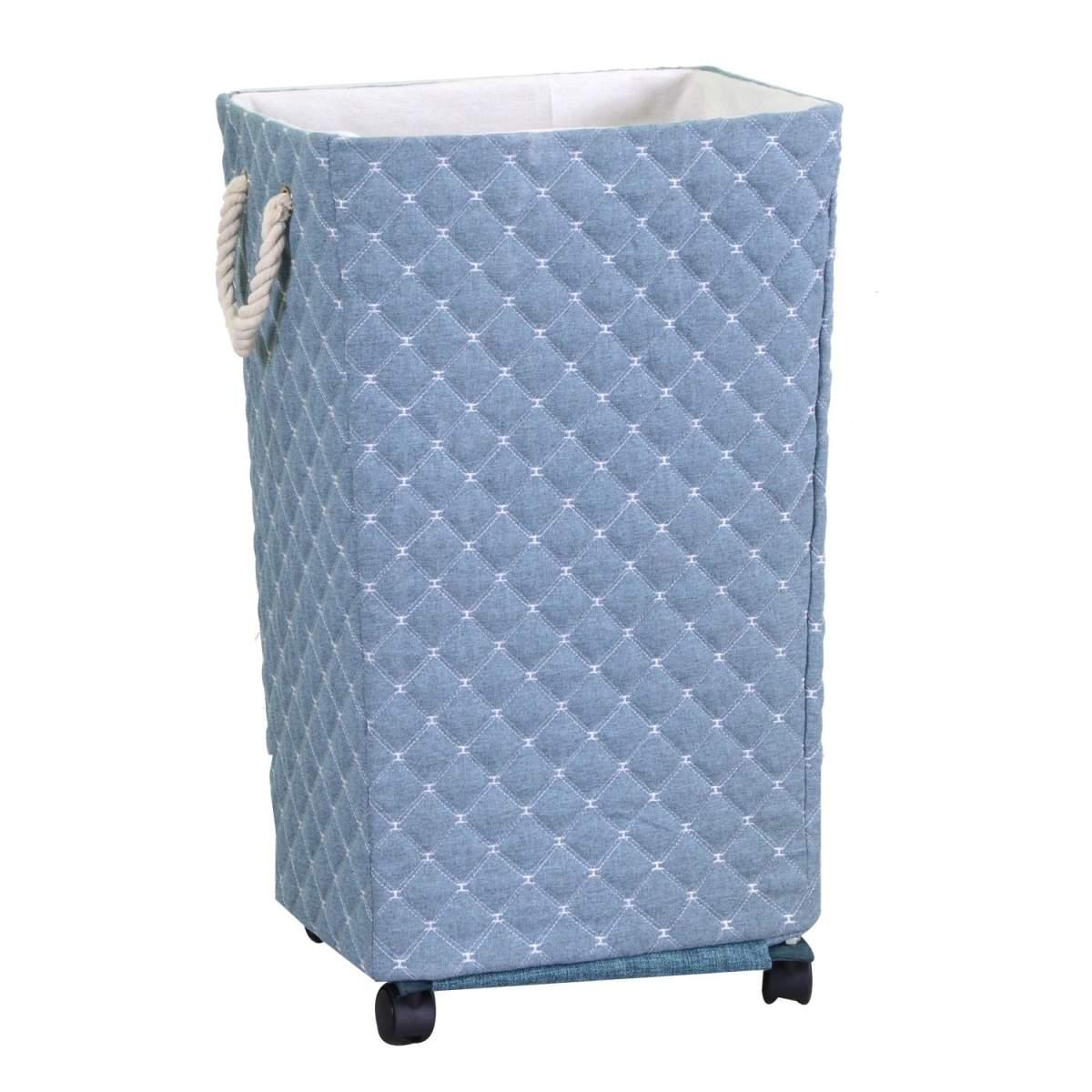 Cestone azzurro rettangolare rotelle 40 cm