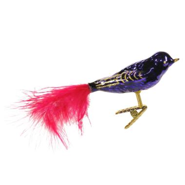 Pallina natalizia vetro collezione uccello viola 15 cm