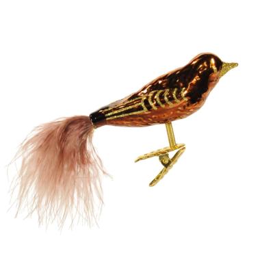 Pallina natalizia vetro collezione uccello marrone 15 cm