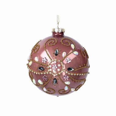 Pallina natalizia vetro rosa perline decorazioni Ø 8 cm