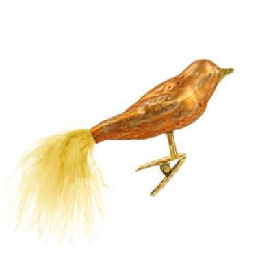 Pallina natalizia vetro collezione uccello champagne 15 cm