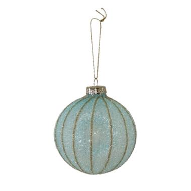 Pallina natalizia vetro azzurra oro Ø 8 cm