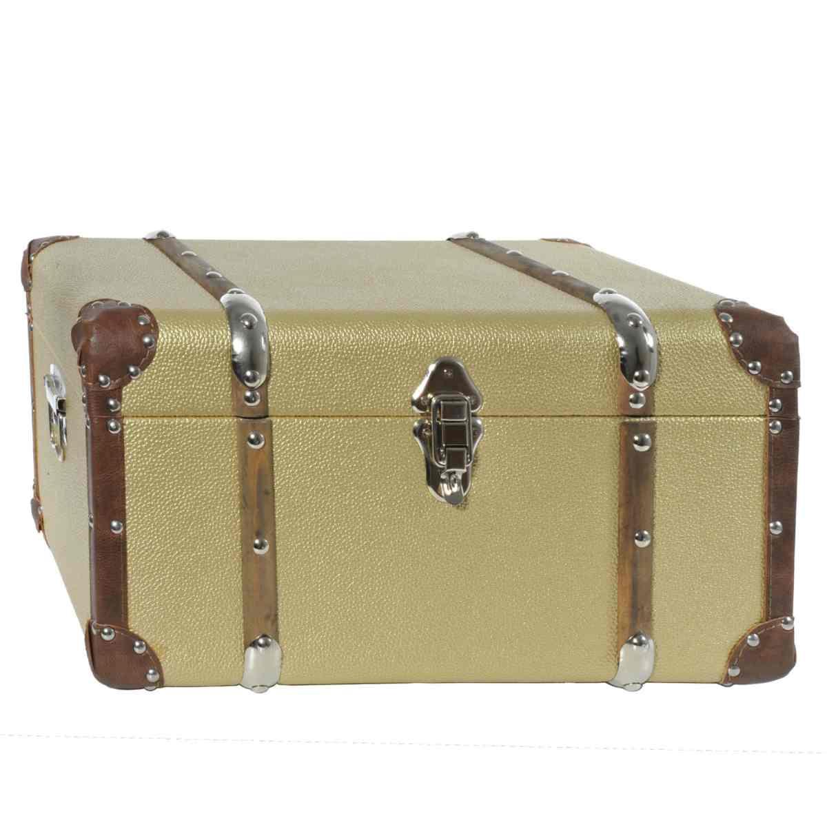 Baule legno ecopelle oro 49 x 29 cm