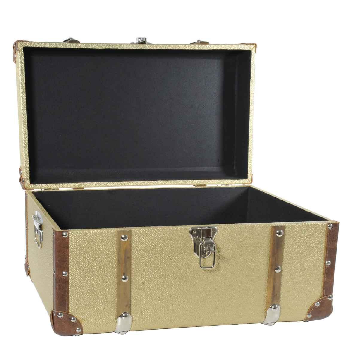 Baule legno ecopelle oro 49 x 29 cm