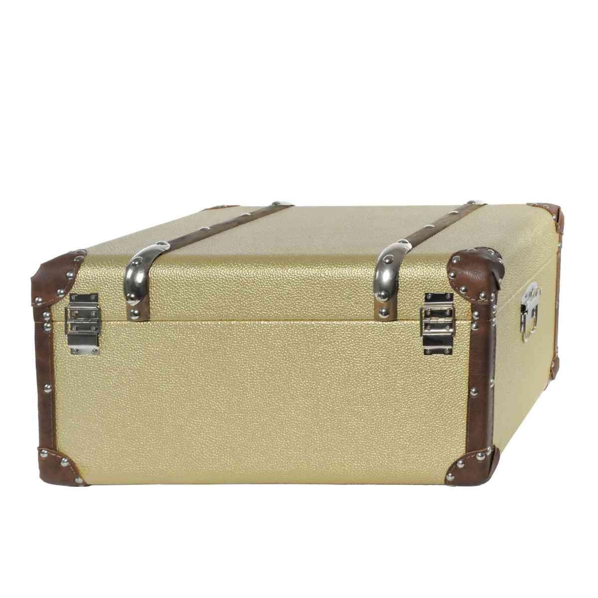 Baule legno ecopelle oro 49 x 29 cm