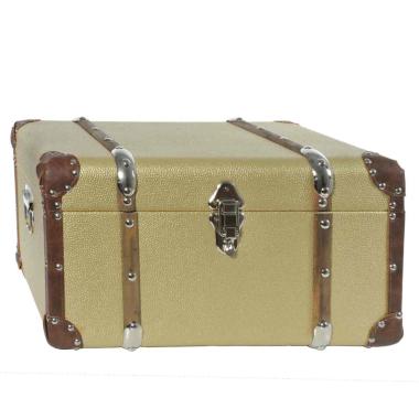 Baule legno ecopelle oro 49 x 29 cm
