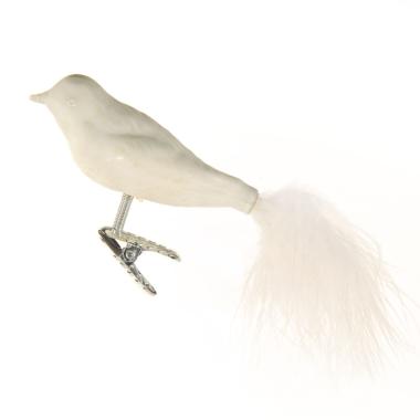 Pallina natalizia vetro collezione uccello bianco 15 cm