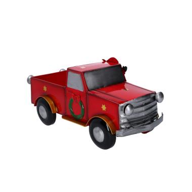 Furgoncino metallo rosso porta vaso 31 x 13 cm