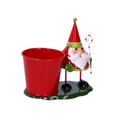 Portavaso natalizio rosso babbo molla 19 cm