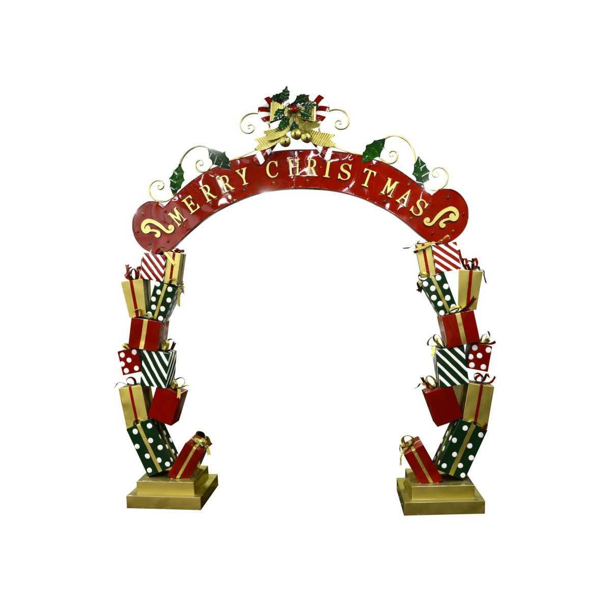 Portale natalizio arco metallo regali luci 22 x 275 x 300 cm