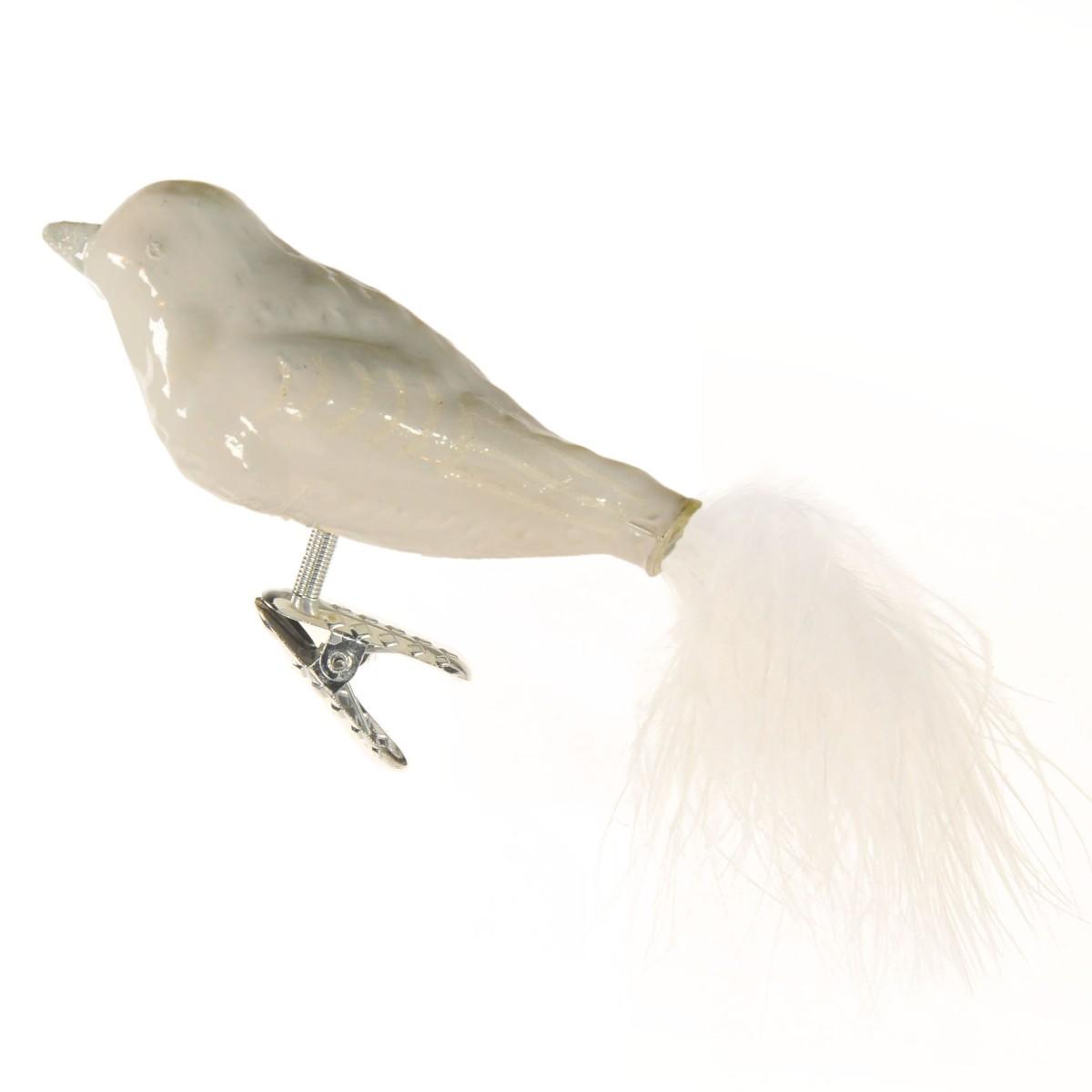 Pallina natalizia vetro collezione uccello bianco 15 cm