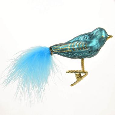 Pallina natalizia vetro collezione uccello blu 15 cm