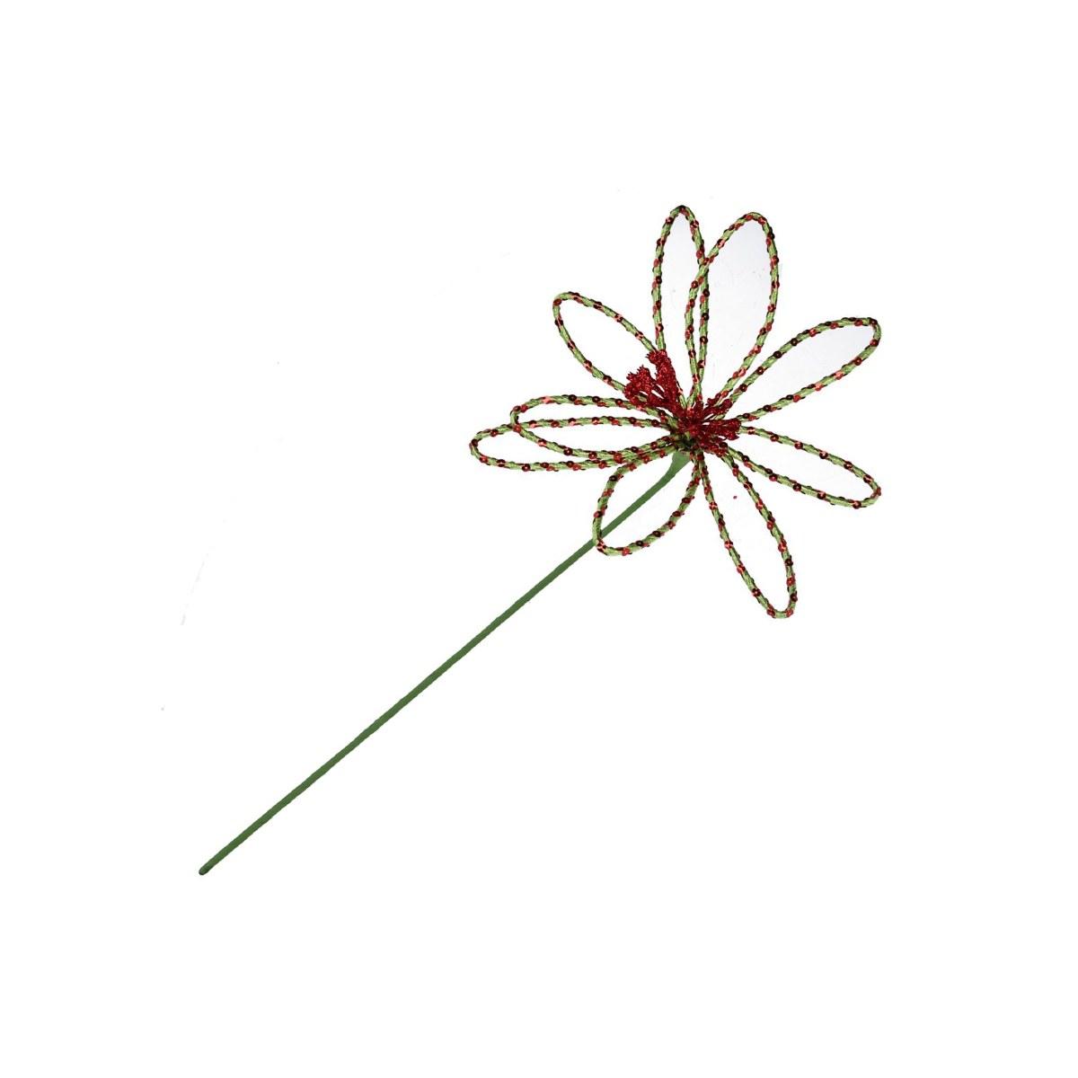 Fiore natale stella alpina rossa verde 70 cm