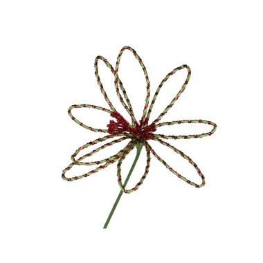 Fiore natale stella alpina rossa verde 70 cm