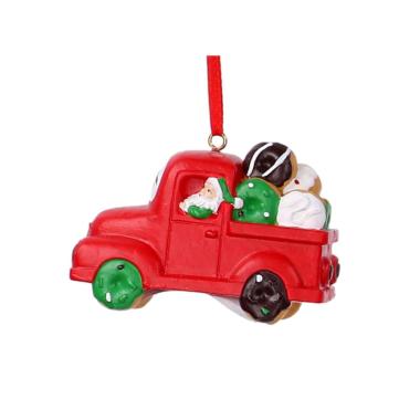 Decorazione natalizia furgoncino rosso babbo 7,5 x 5 cm