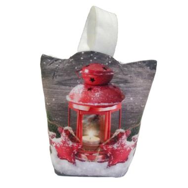 Fermaporta natalizio in tessuto lanterna led 18 cm