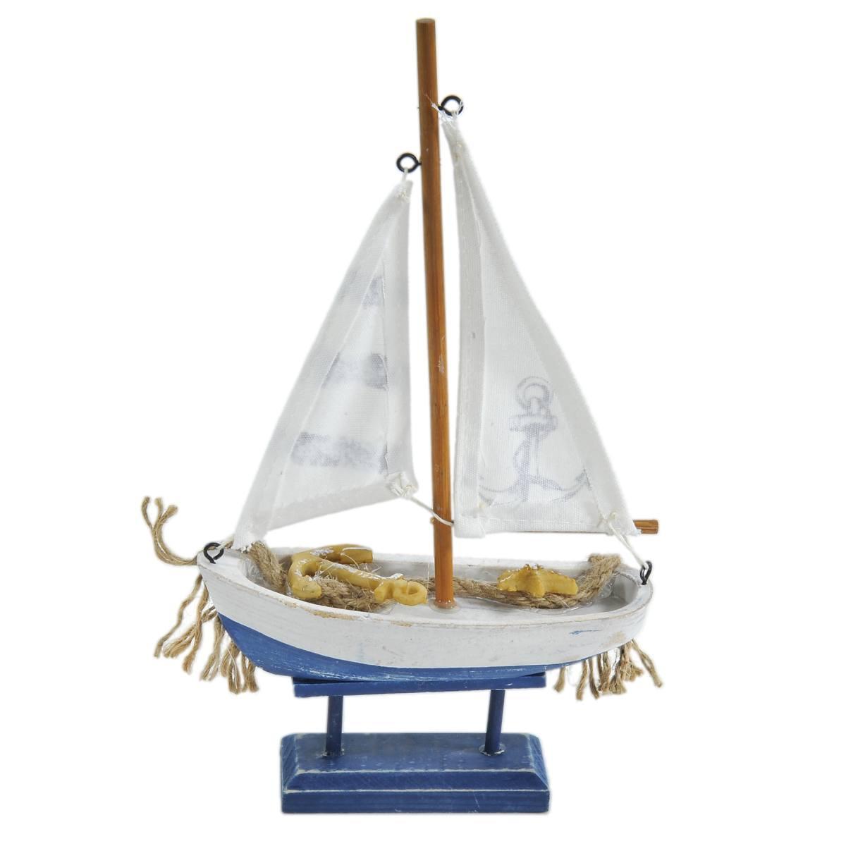 Decorazione mare barca vela legno 16 x 5 cm