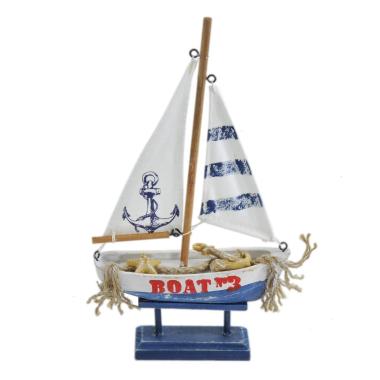 Decorazione mare barca vela legno 16 x 5 cm