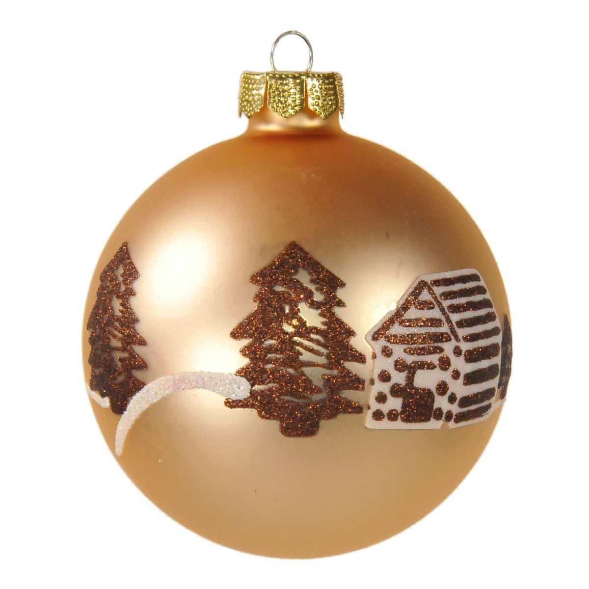 Pallina natalizia vetro champagne opaco decori Ø 8 cm