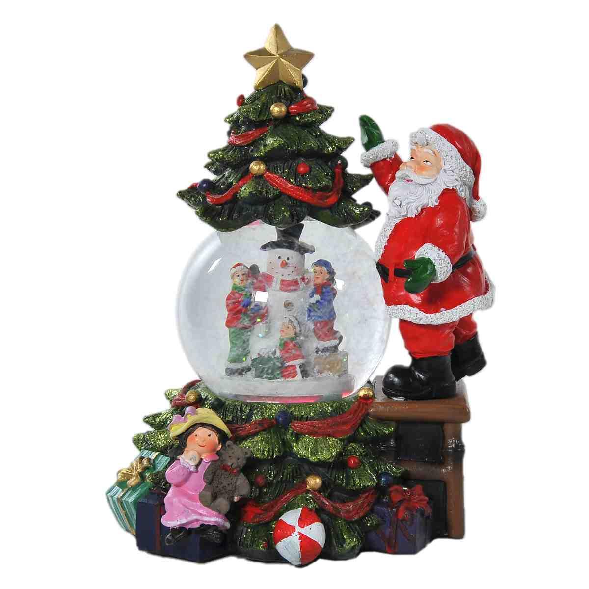 Sfera natalizia neve babbo albero batterie modello a 16 x 25 cm