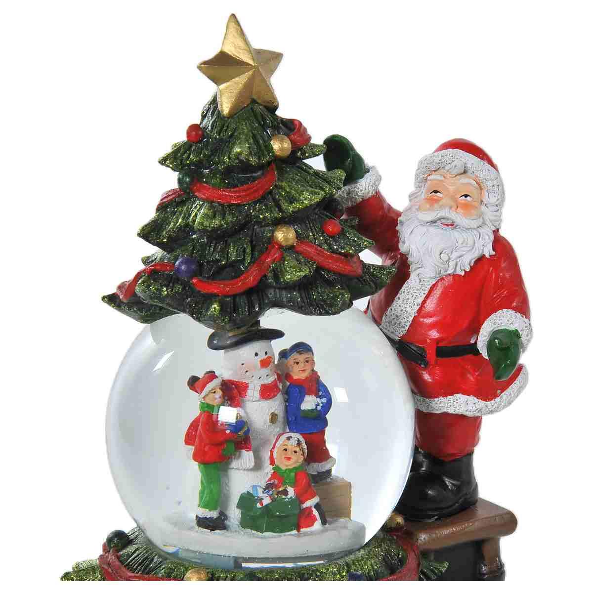 Sfera natalizia neve babbo albero batterie modello a 16 x 25 cm