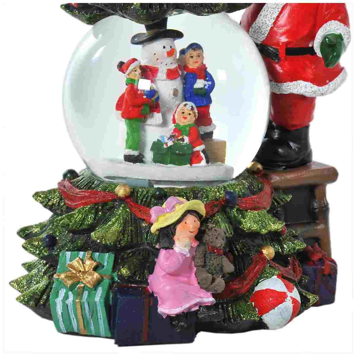 Sfera natalizia neve babbo albero batterie modello a 16 x 25 cm