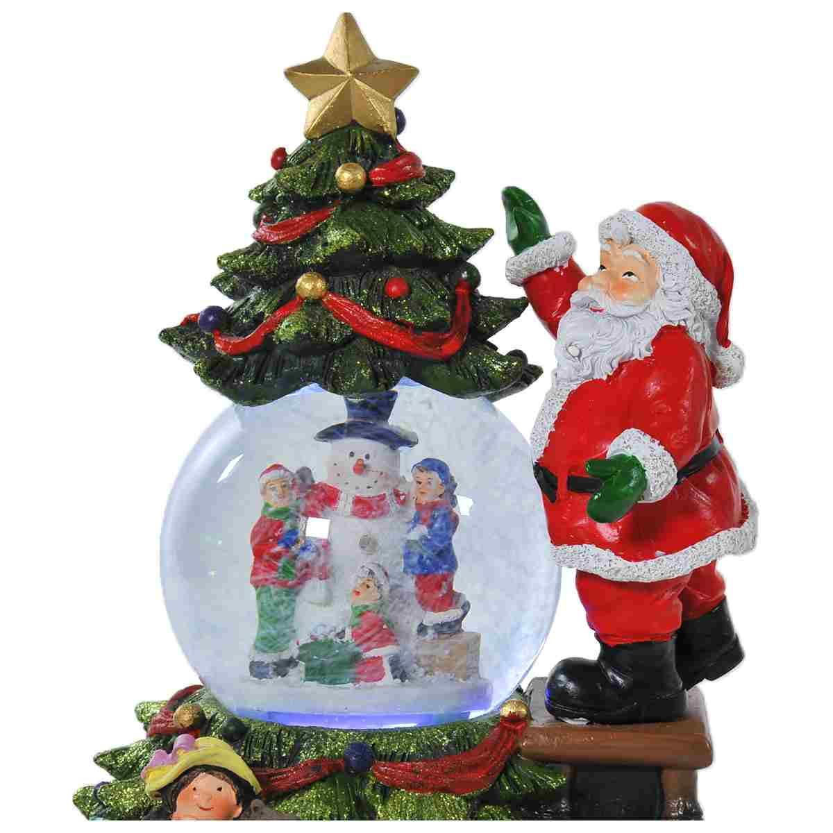Sfera natalizia neve babbo albero batterie modello a 16 x 25 cm