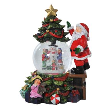 Sfera natalizia neve babbo albero batterie modello a 16 x 25 cm
