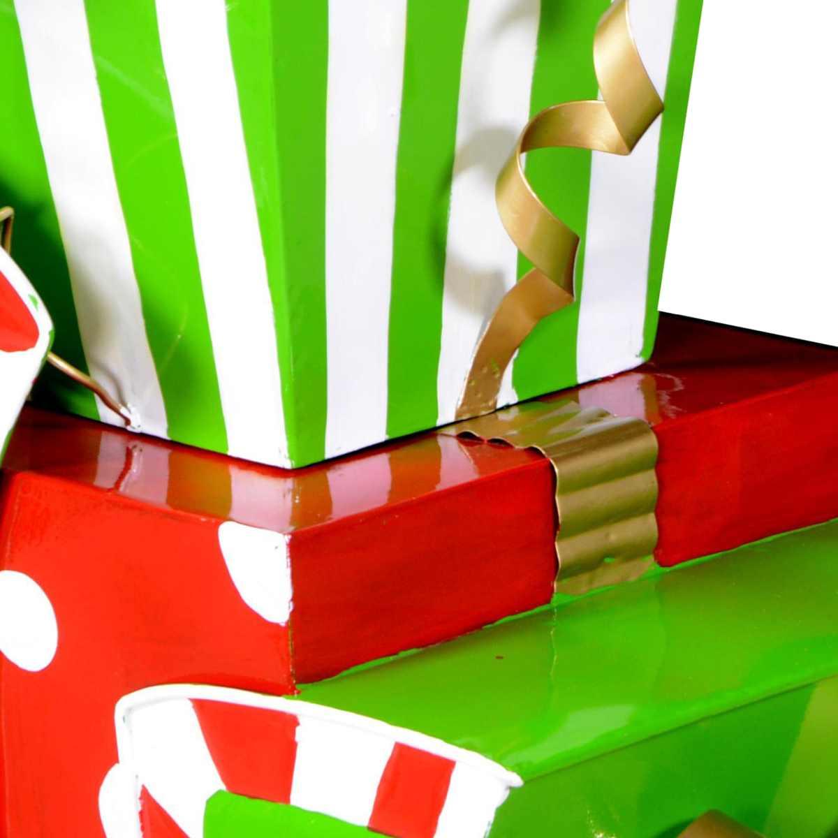 Slitta metallo pacchetti regalo led 115 cm