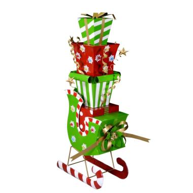 Slitta metallo pacchetti regalo led 115 cm