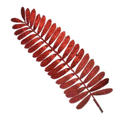 Fiore natale ramo foglie rosse glitter 113 cm