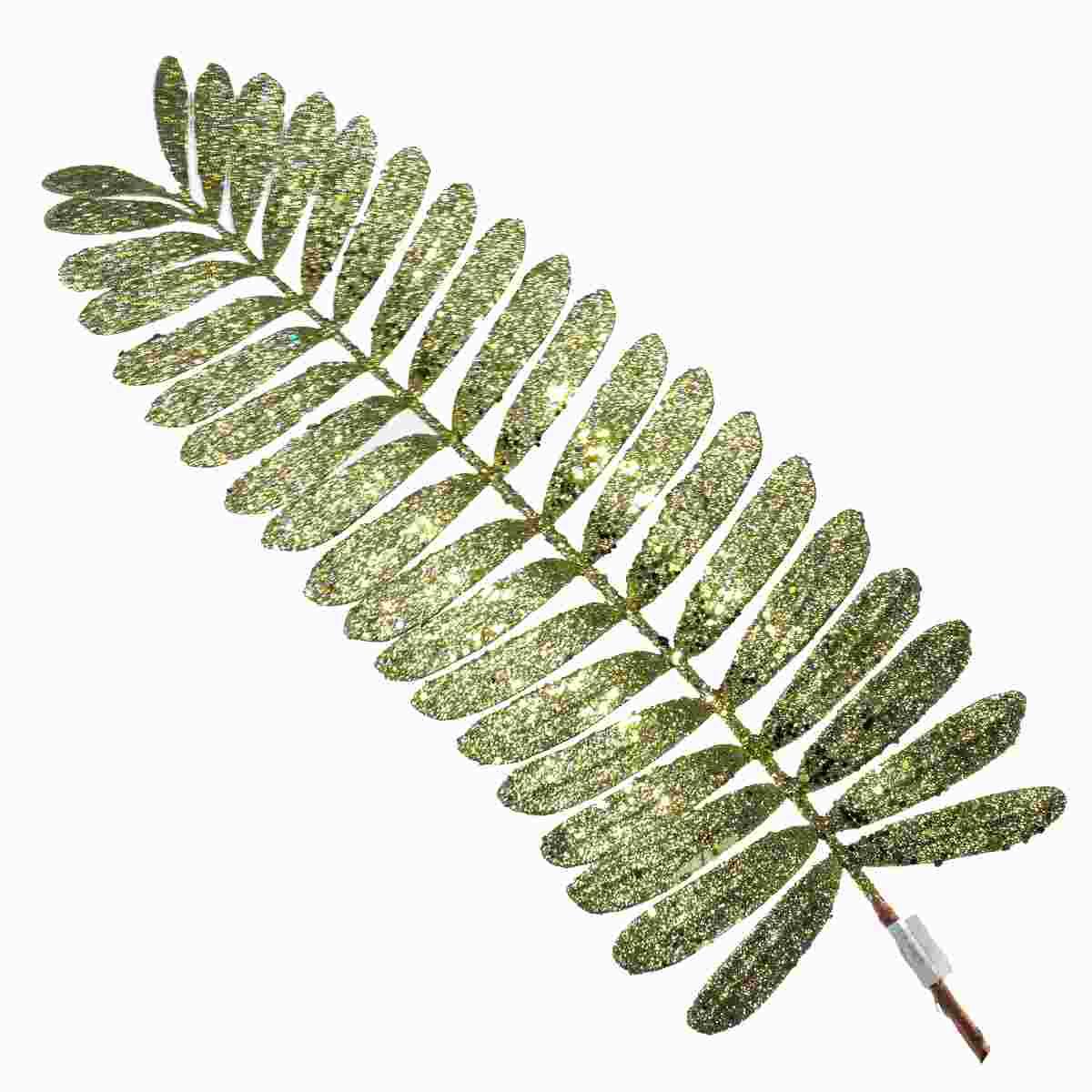 Fiore natale ramo foglie verde glitter 113 cm