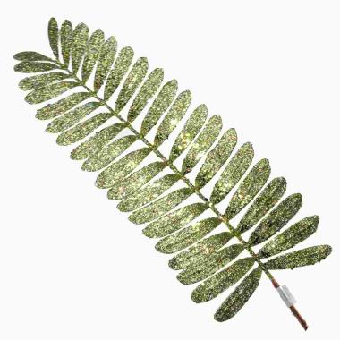 Fiore natale ramo foglie verde glitter 113 cm