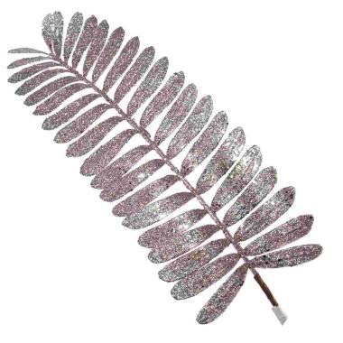 Fiore natale ramo foglie rosa glitter 113 cm