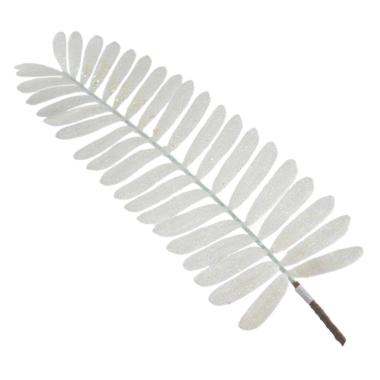 Fiore natale ramo foglie bianco glitter 113 cm